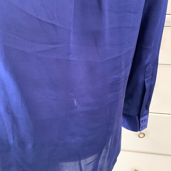 Sundance Blended Paths Navy Silk Velvet Faux Wrap Blouse - Picture 5 of 9